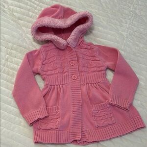 Sugar Pink Knit Cardigan with Hood